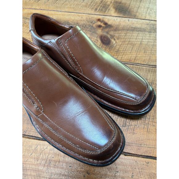 Mens Clarks Kempton Free Leather Comfort Slip-On Brown Loafer Shoes Size‎ 11 - Picture 8 of 11